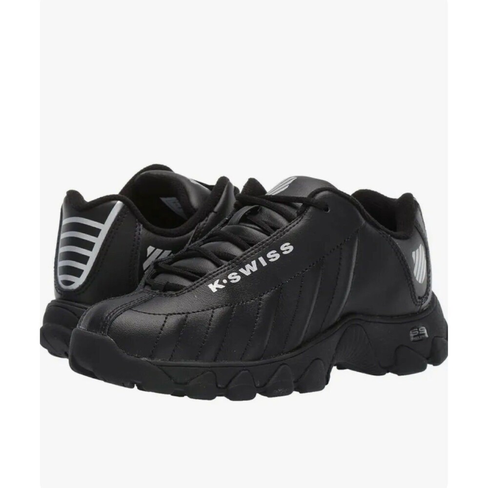 K-Swiss Kids' St329 Sneaker Varsity Low Color: Black/Black/Silver, Size:6